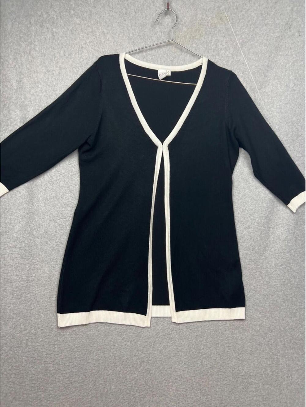 Vila Milano Open Cardigan Sweater Womens M Minimalist Simple 3/4 Sleeve Classic